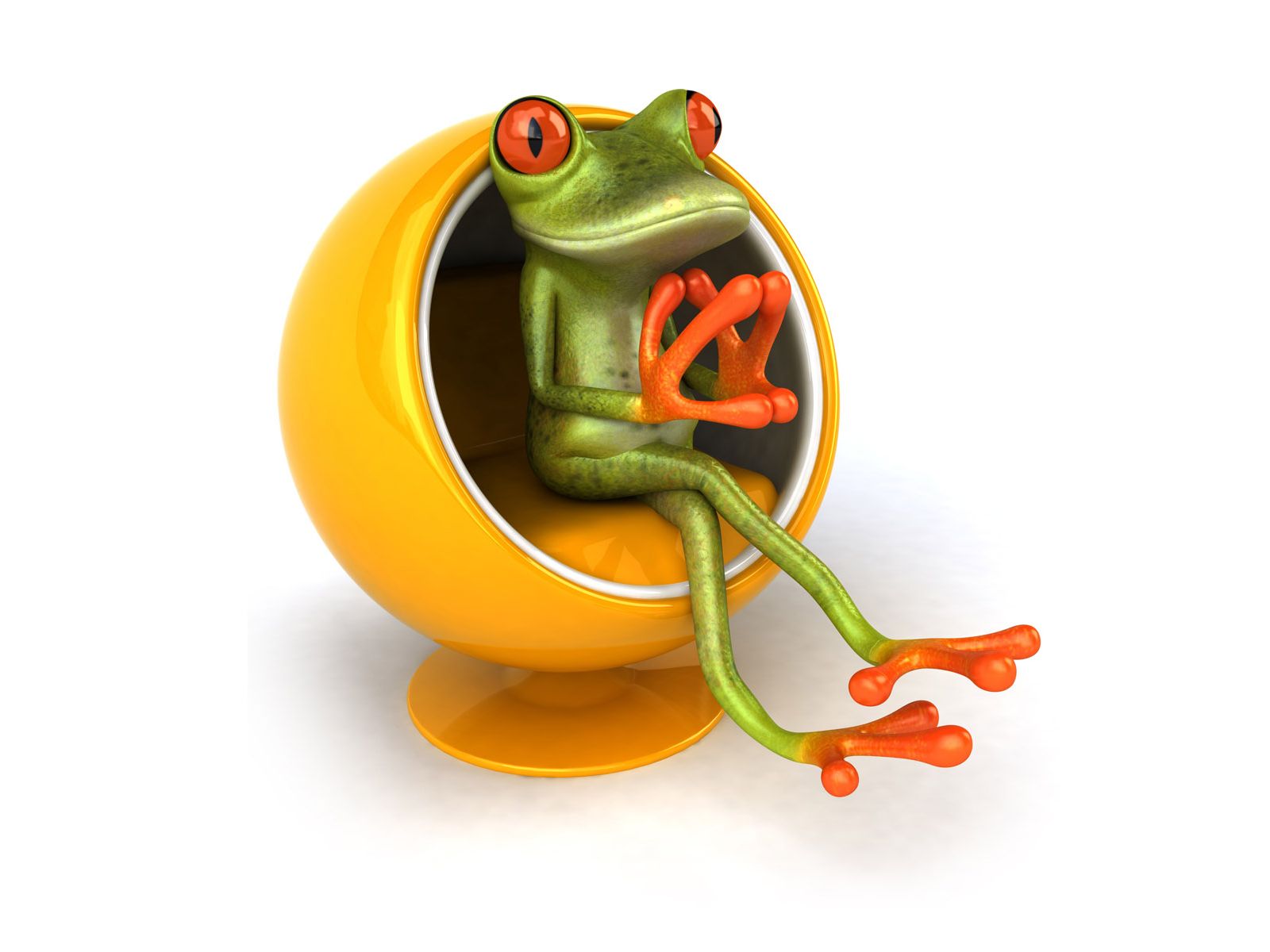 Download HQ Frog in chair 3D Animals wallpaper / 1600x1200