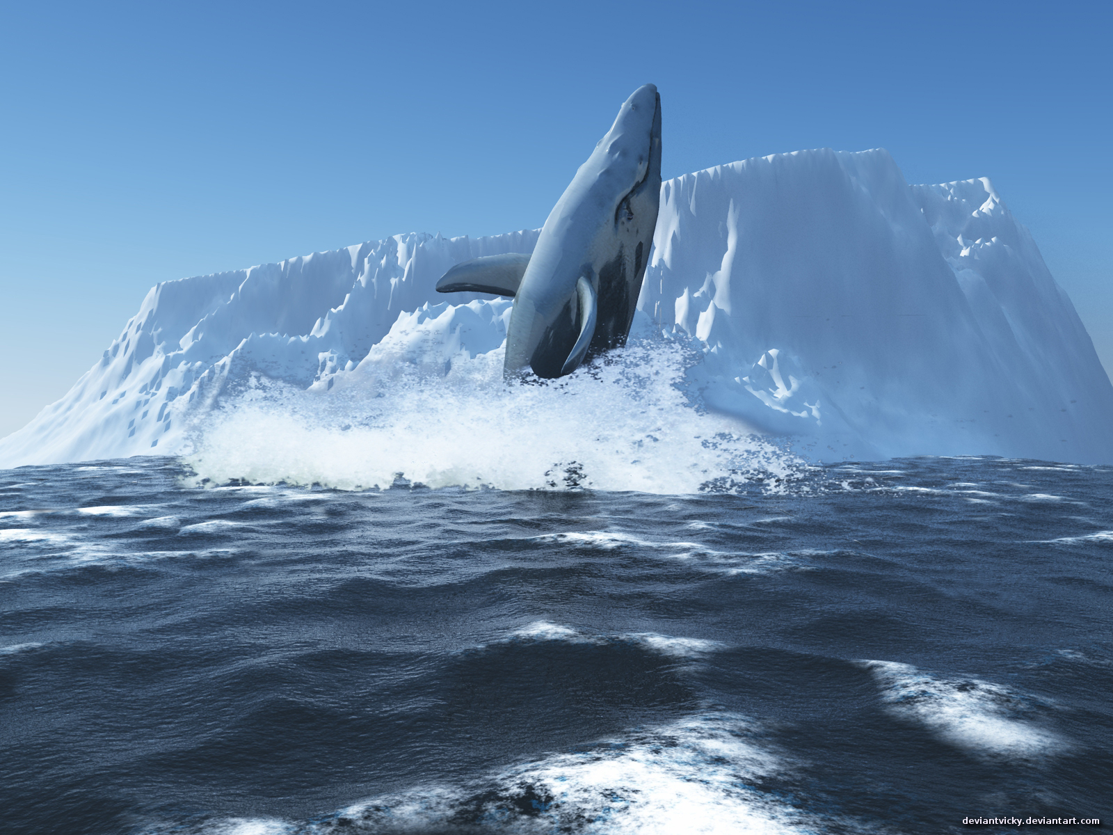 Download High quality whale iceberg 3D Animals wallpaper / 1600x1200