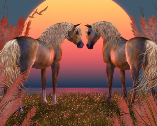 Free Send to Mobile Phone two horses 3D Animals wallpaper num.31