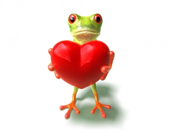 Free Send to Mobile Phone Frog is bringing the heart 3D Animals wallpaper num.3