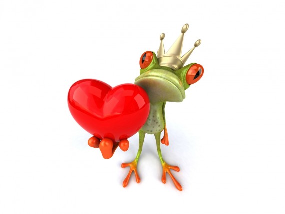 Free Send to Mobile Phone Frog King is bringing the heart 3D Animals wallpaper num.11