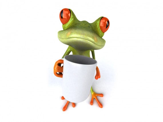Free Send to Mobile Phone Frog holding a mug 3D Animals wallpaper num.6