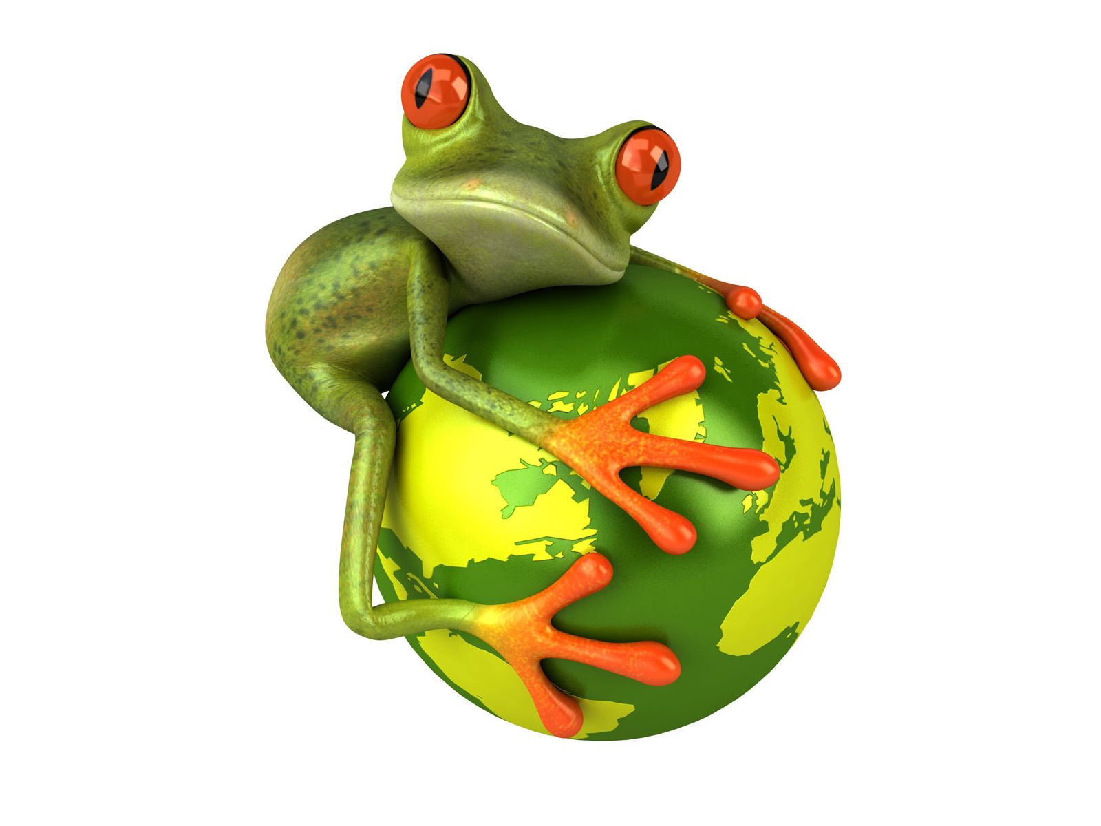 Download HQ Frog hold the globe 3D Animals wallpaper / 1600x1200