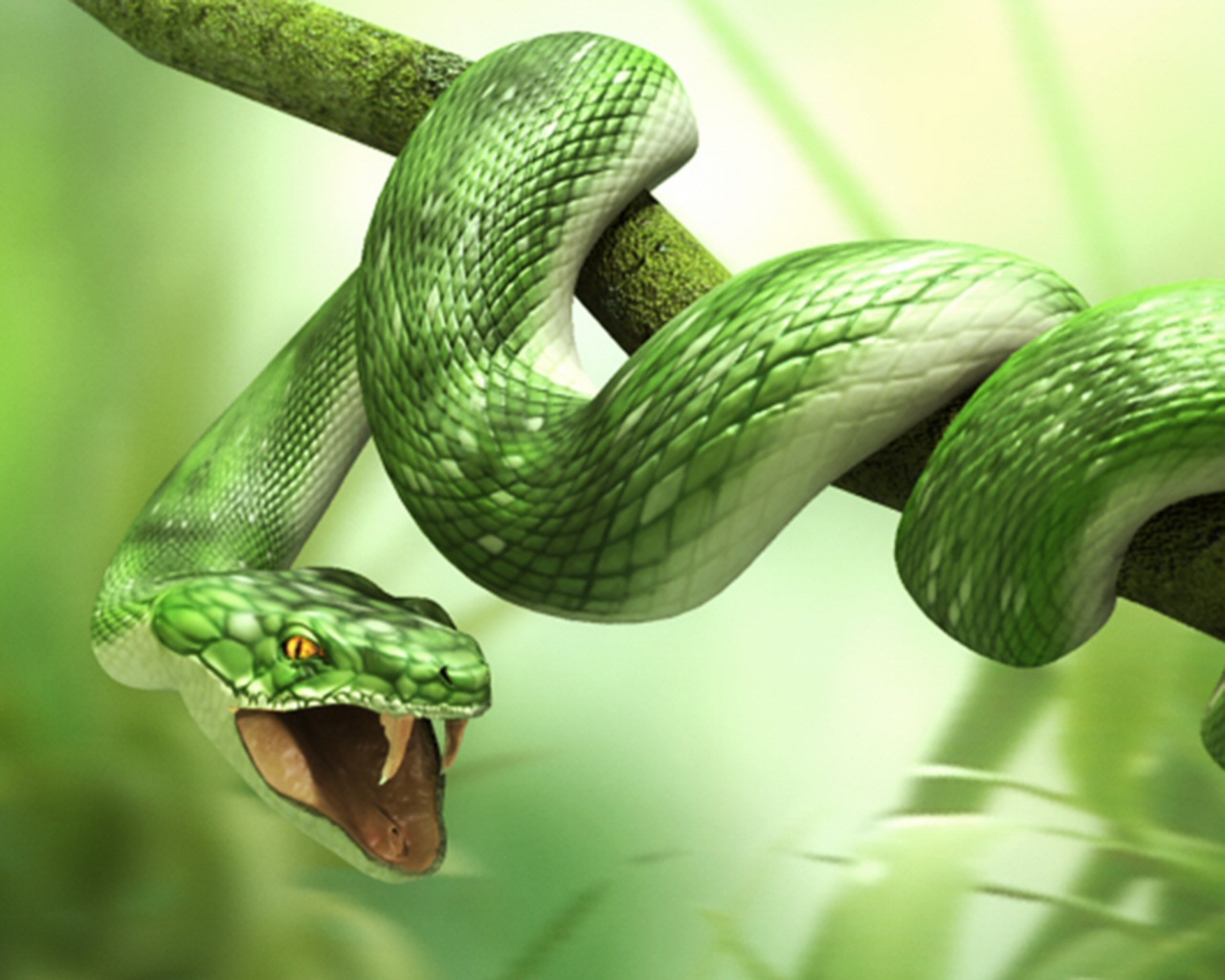 Download HQ snake 3D Animals wallpaper / 1280x1024