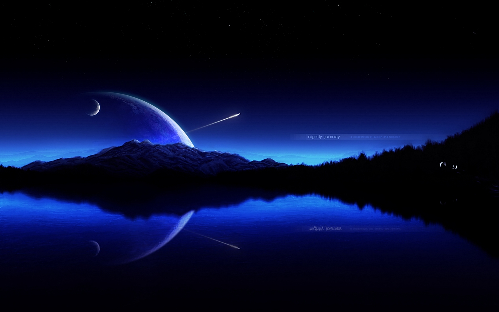 Download High quality Nightly Journey 3d Landscape wallpaper / 1680x1050
