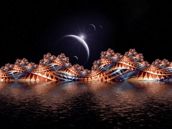 Free Send to Mobile Phone Moon'n boardwalk abstract 3d Landscape wallpaper num.159