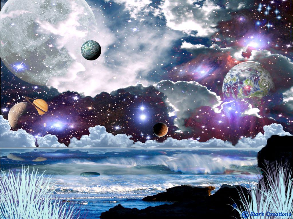 Download collage 3d Space wallpaper / 1024x768
