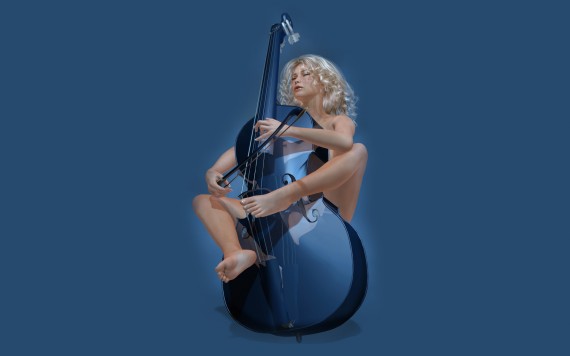 Free Send to Mobile Phone girl clasp blue contrabass Girls wallpaper num.214