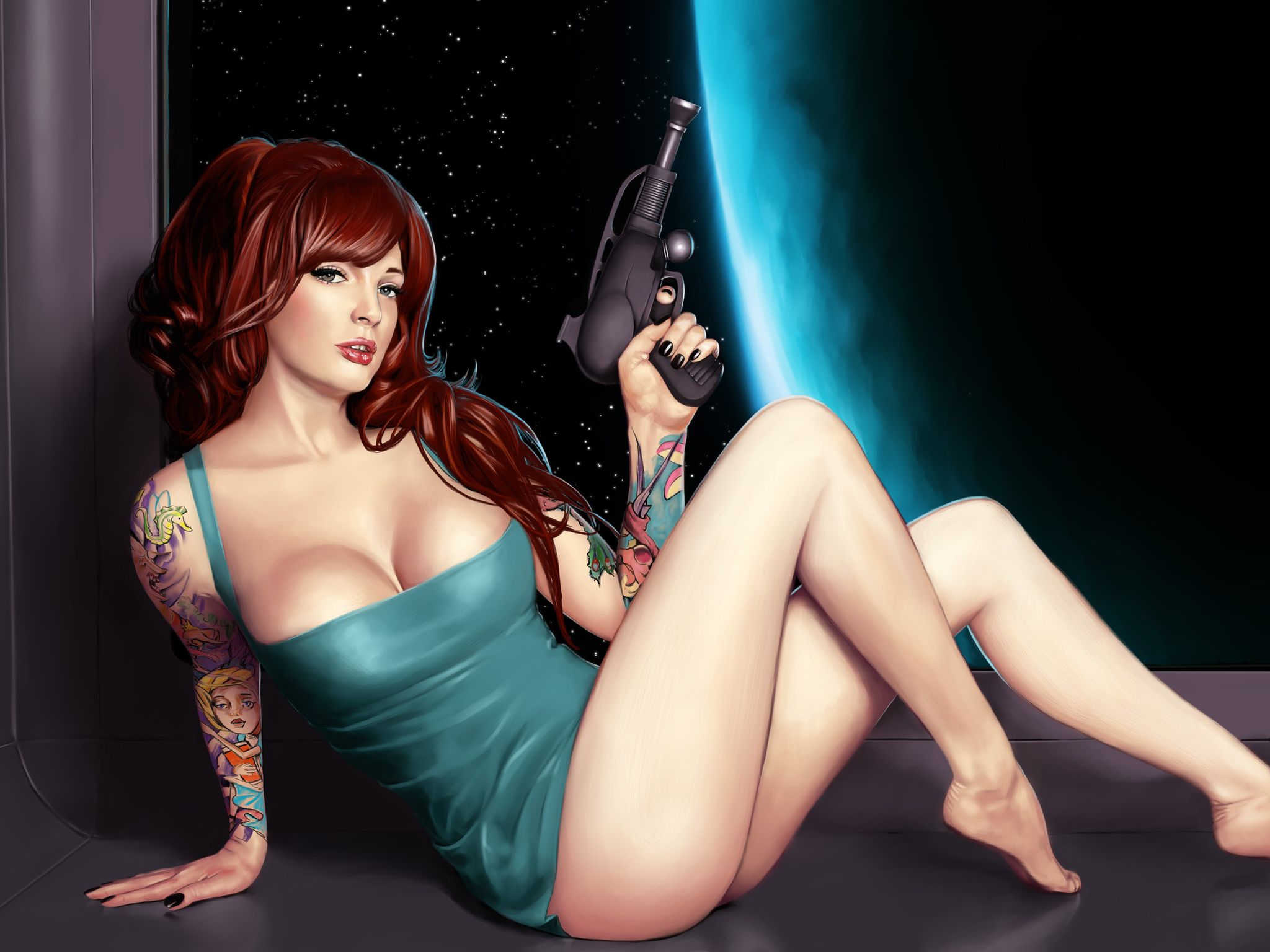 Download HQ redhead gun Girls wallpaper / 2048x1536