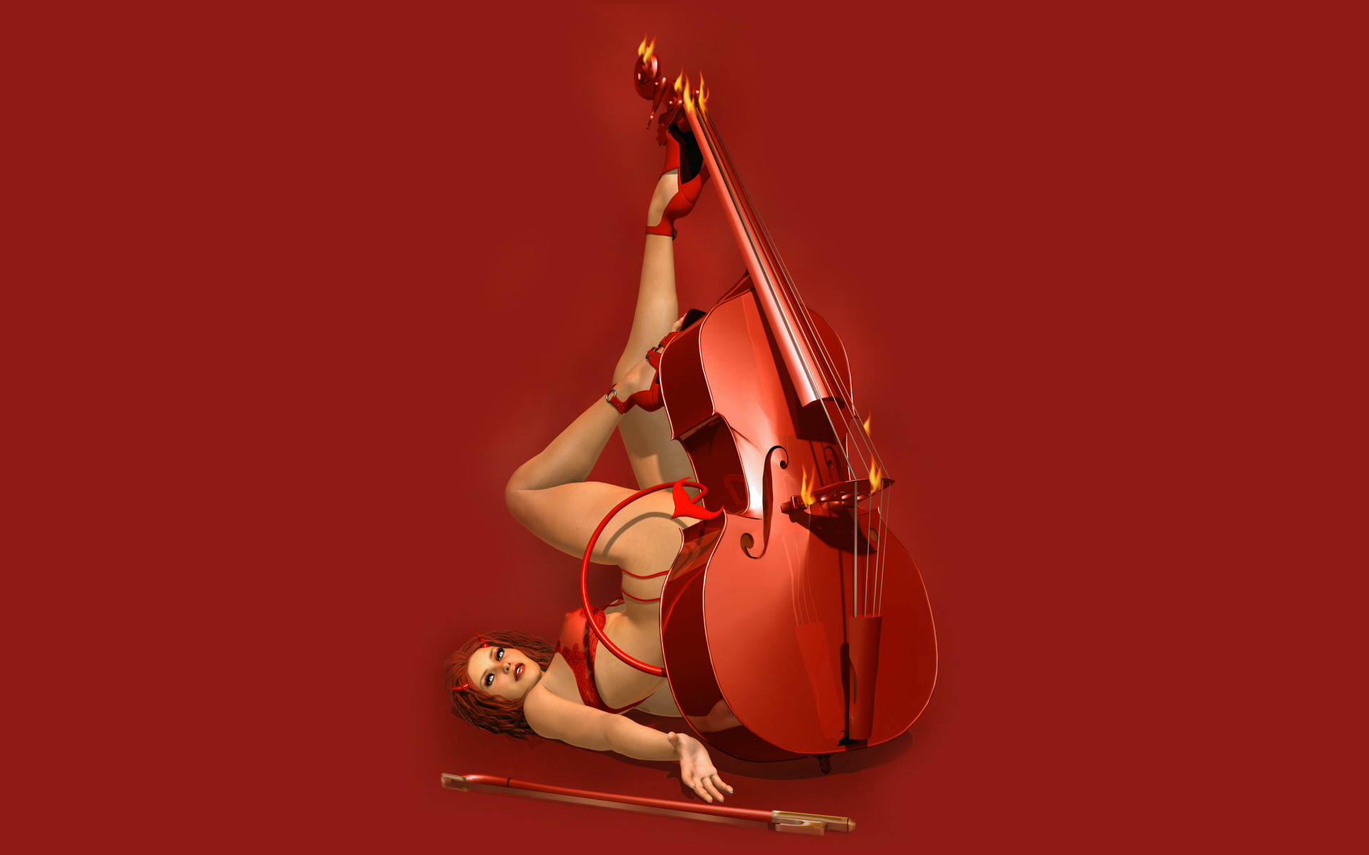 Download full size red contrabass Girls wallpaper / 1920x1200