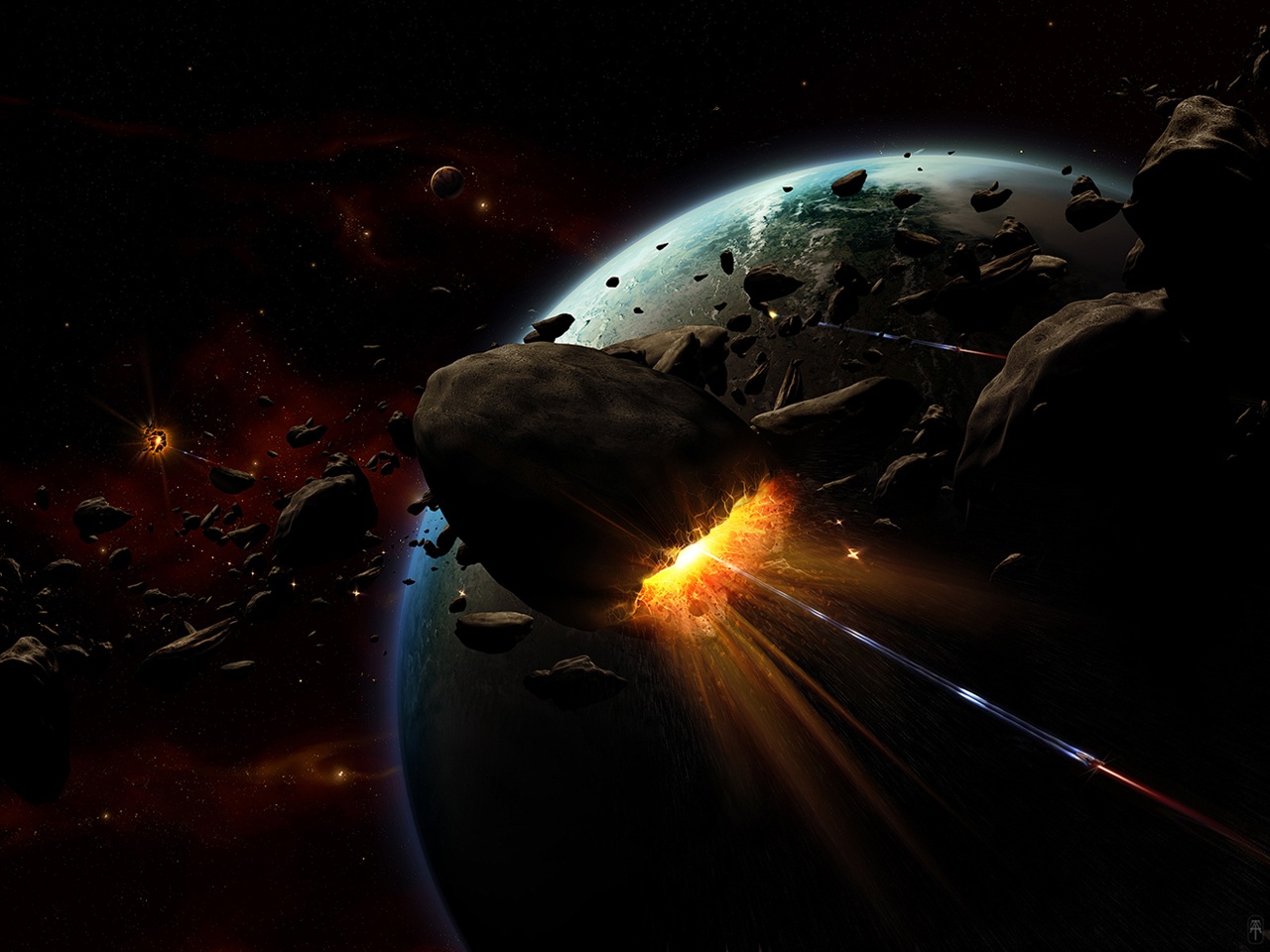 Download High quality destroy asteroid Science Fiction (Sci-fi) wallpaper / 1280x960