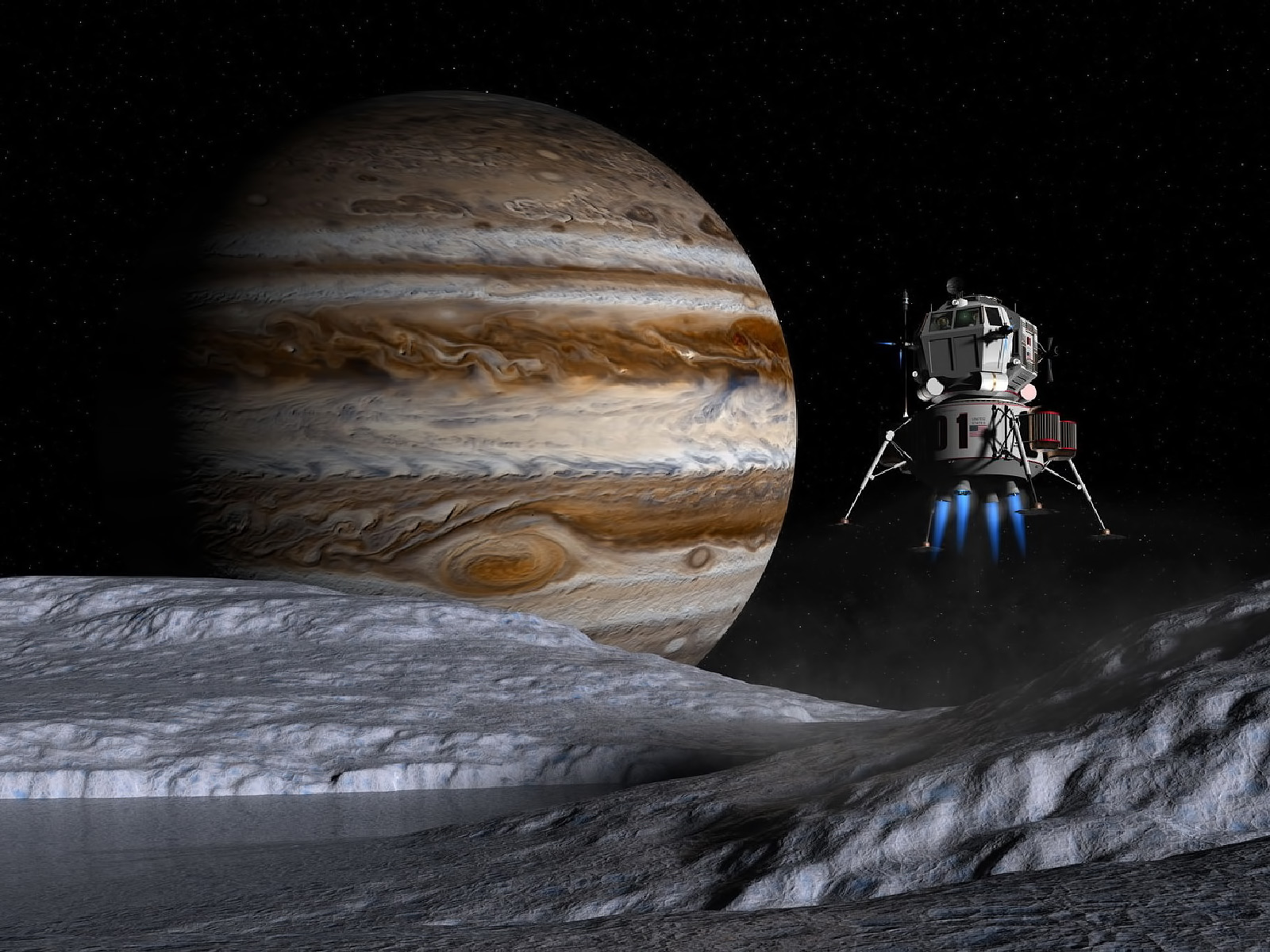 Download High quality Jupiter Europe satellite Science Fiction (Sci-fi) wallpaper / 1600x1200