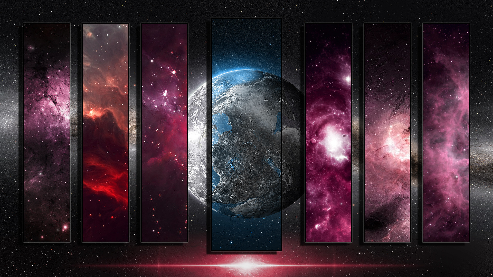 Download full size Nebula Earth Panels put together Science Fiction (Sci-fi) wallpaper / 1920x1080