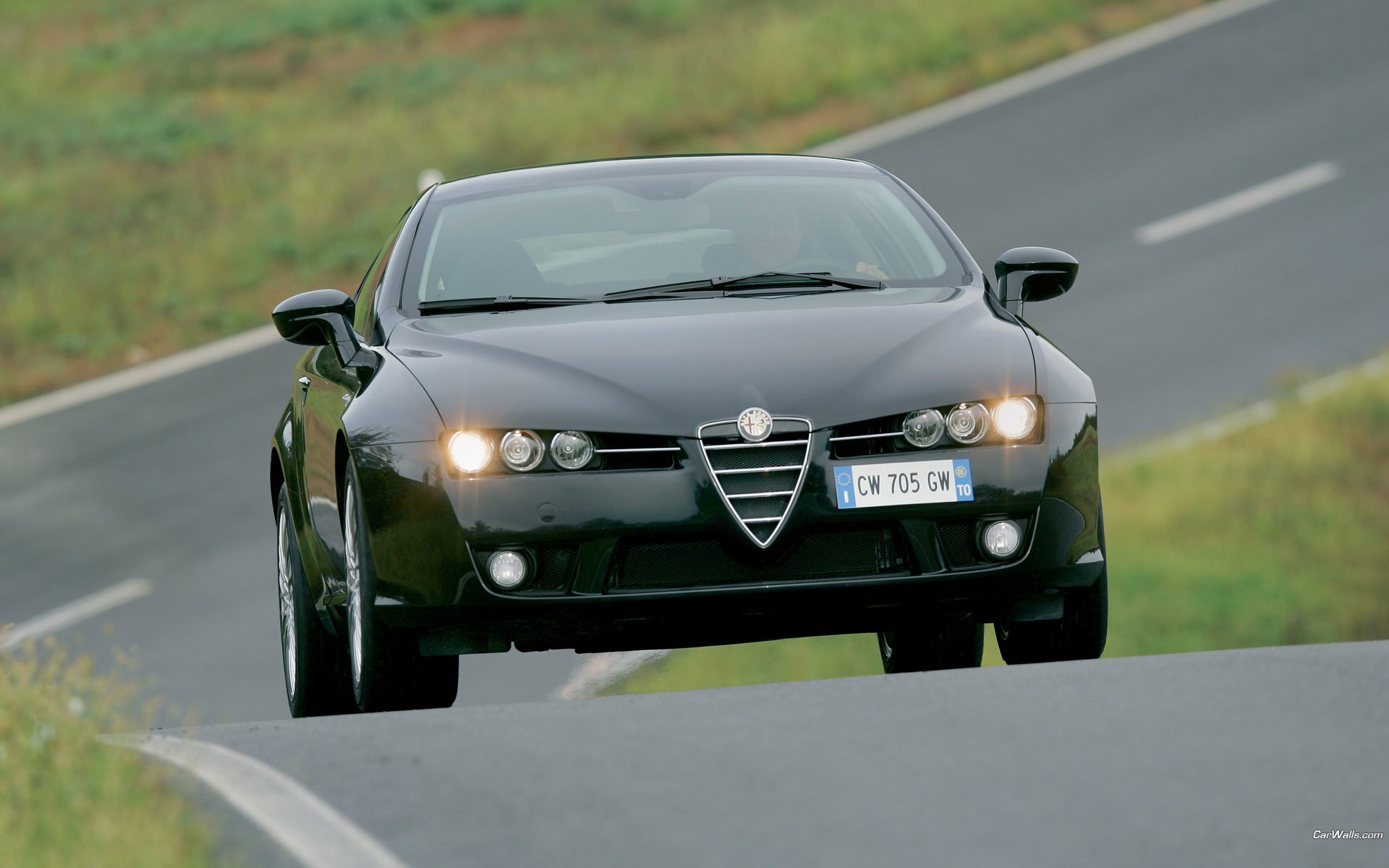 Download full size Black Brera front Alfa Romeo wallpaper / 1920x1200