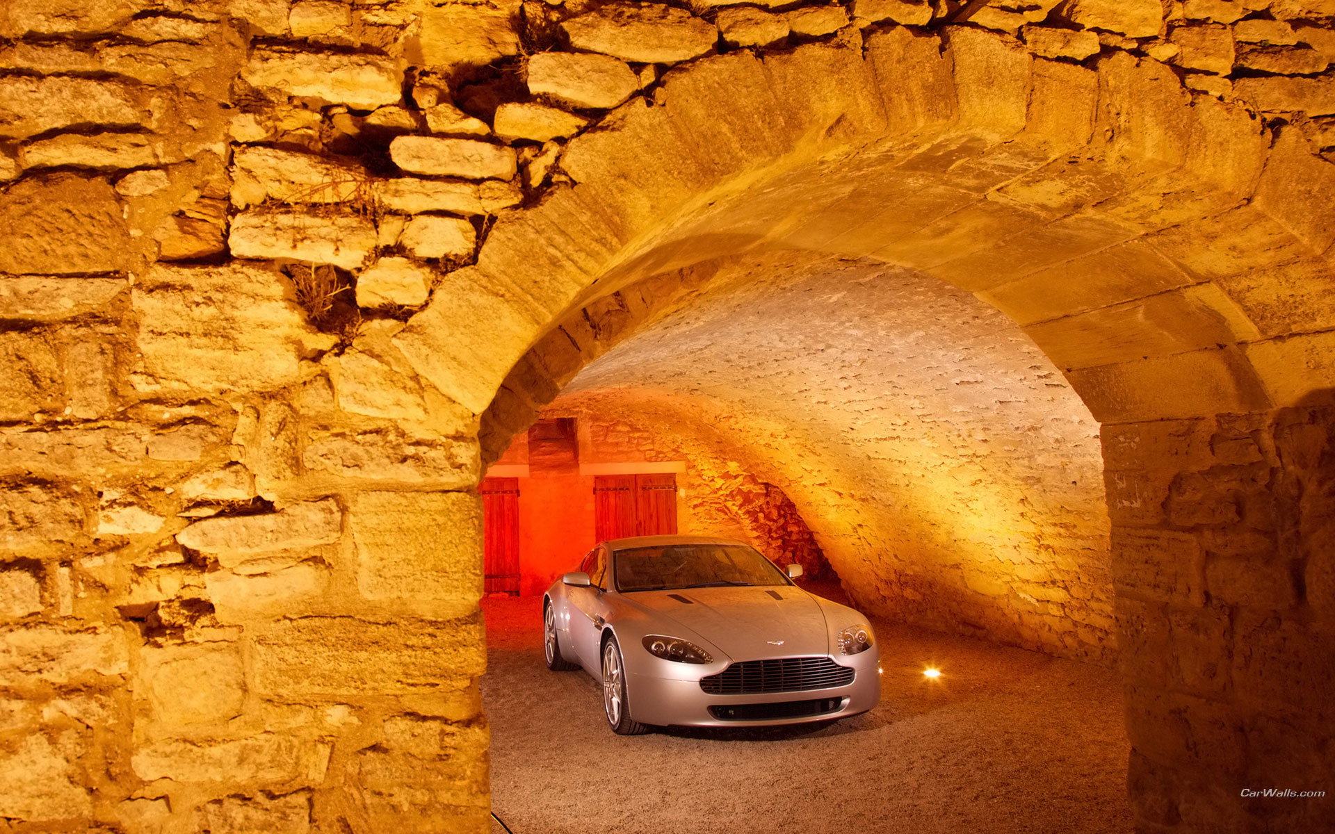 Download full size AM Vantage V8 light cave Aston Martin wallpaper / 1920x1200
