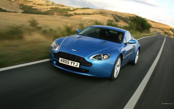 Free Send to Mobile Phone AM Vantage V8 blue road Aston Martin wallpaper num.128