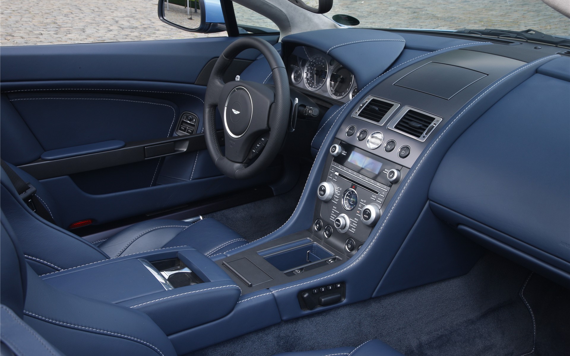 Download HQ blue leather interior Aston Martin wallpaper / 1920x1200