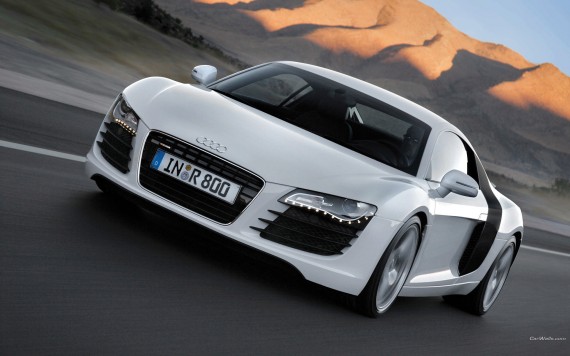 Free Send to Mobile Phone R8 white coupe front Audi wallpaper num.266