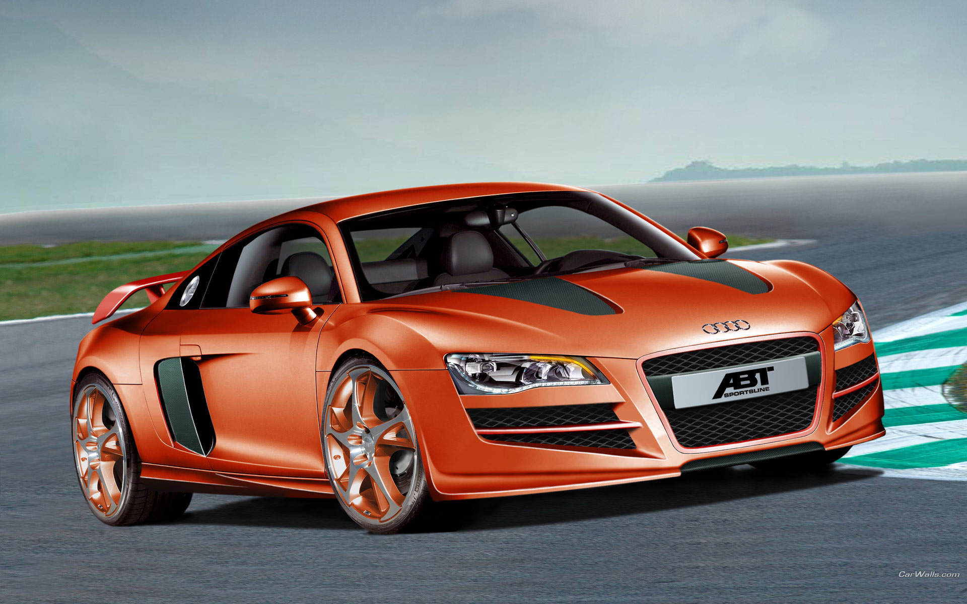 Download HQ R8 ABT orange front sportsline Audi wallpaper / 1920x1200