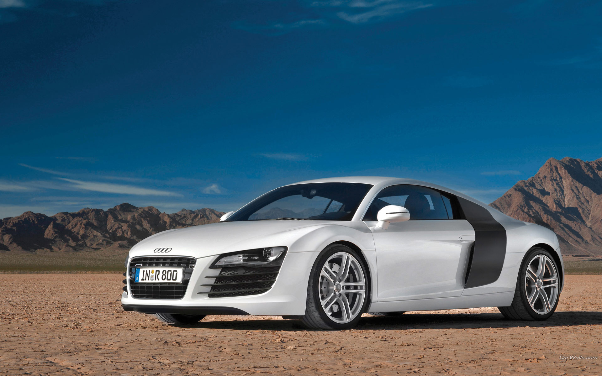 Download High quality R8 white coupe Audi wallpaper / 1920x1200