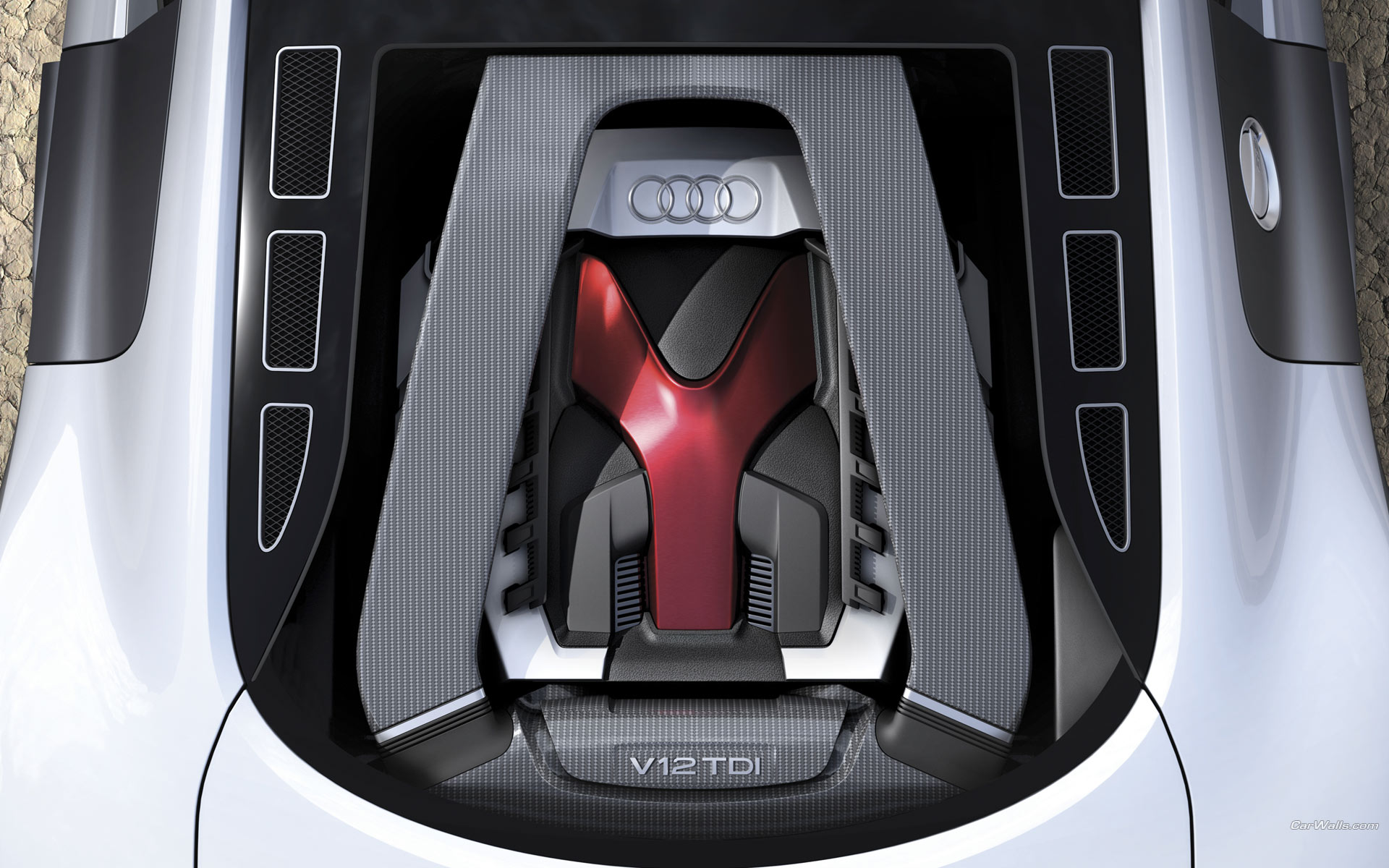 Download High quality R8 V12 TDI 2008 engine top Audi wallpaper / 1920x1200