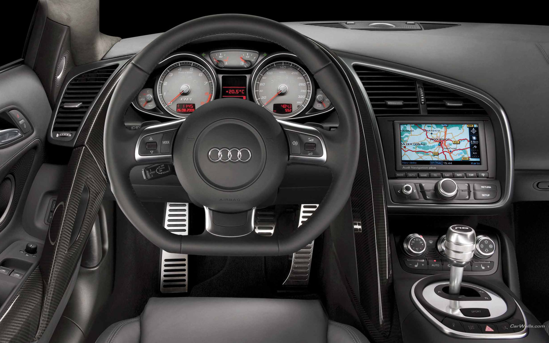 Download HQ R8 dashboard wheel Audi wallpaper / 1920x1200