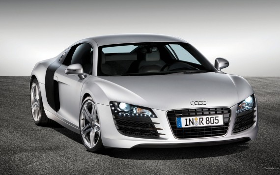 Free Send to Mobile Phone R8 silver coupe front Audi wallpaper num.254