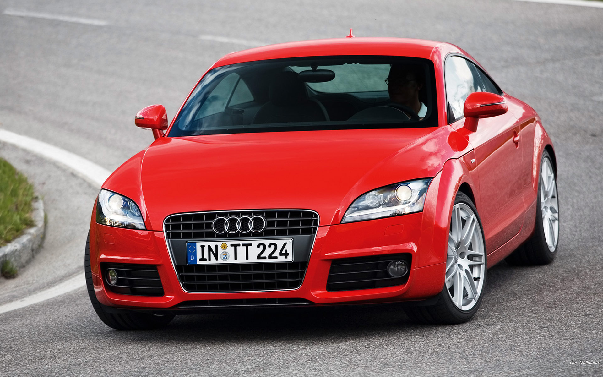 Download High quality TT red coupe front Audi wallpaper / 1920x1200