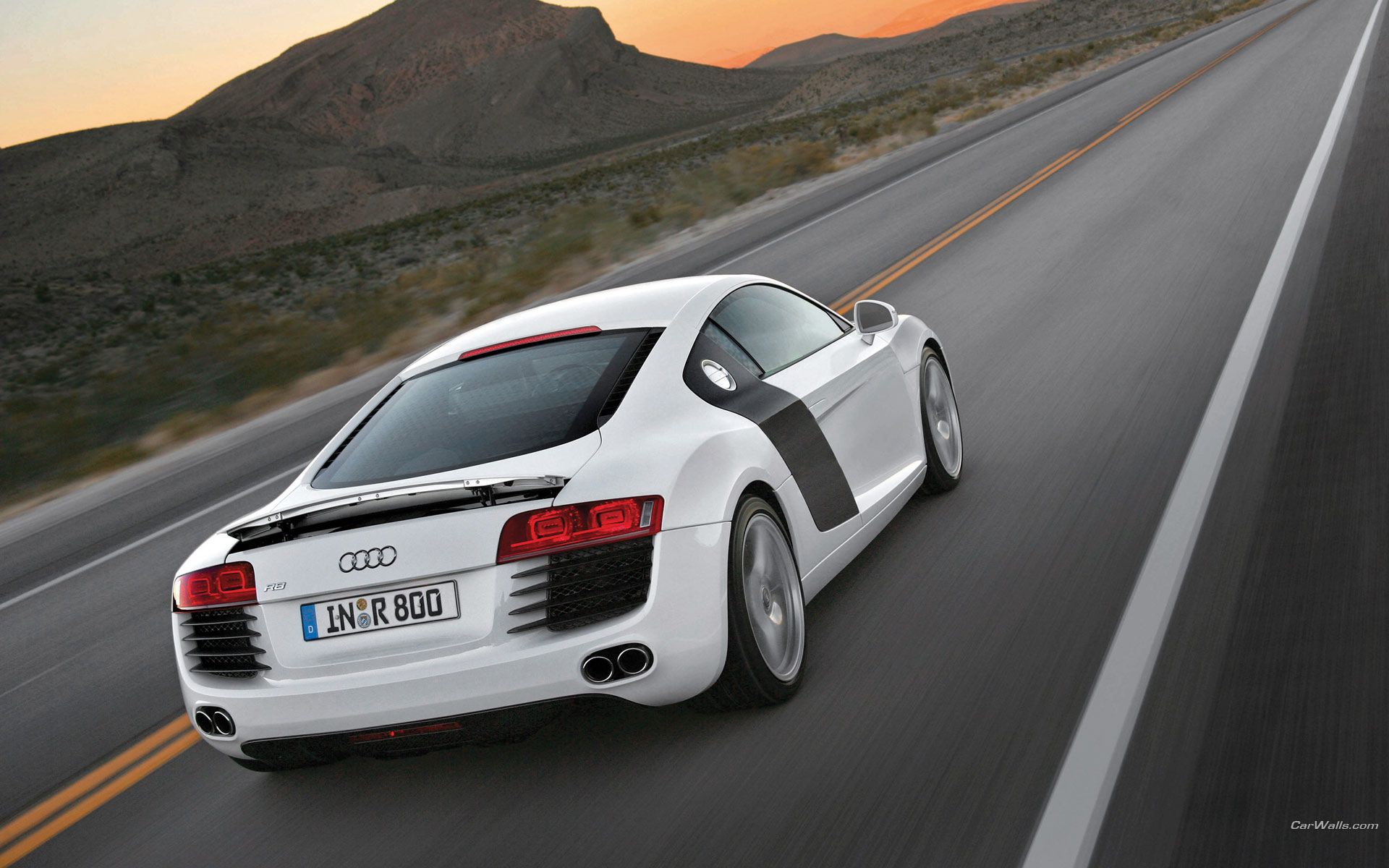 Download High quality R8 white coupe back Audi wallpaper / 1920x1200