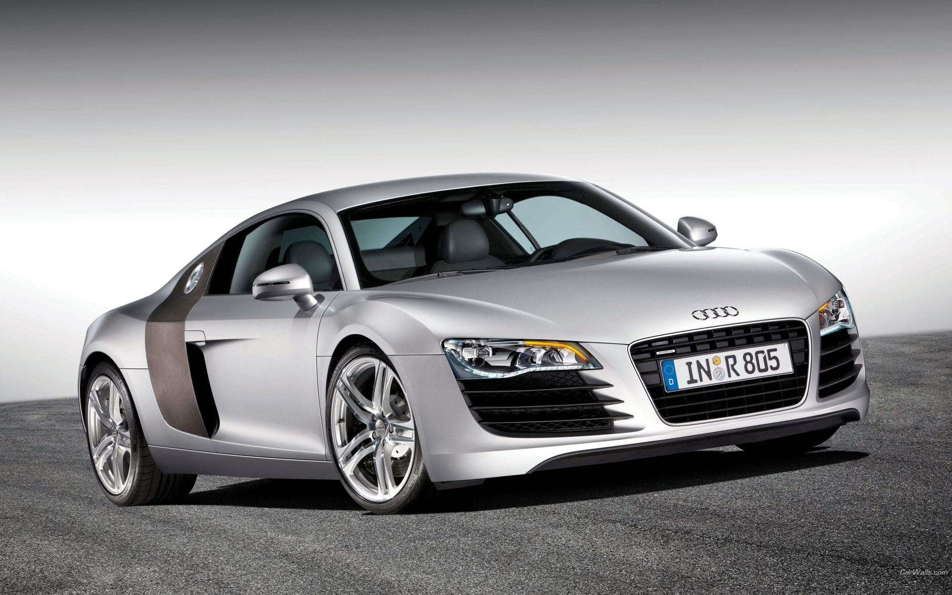 Download HQ R8 silver front Audi wallpaper / 1920x1200