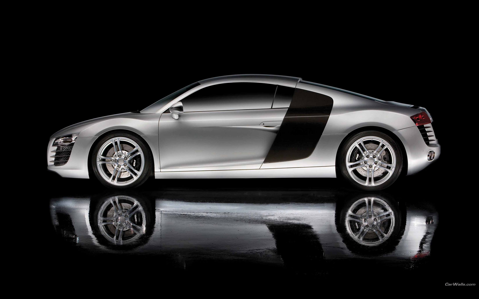 Download High quality R8 silver side Audi wallpaper / 1920x1200