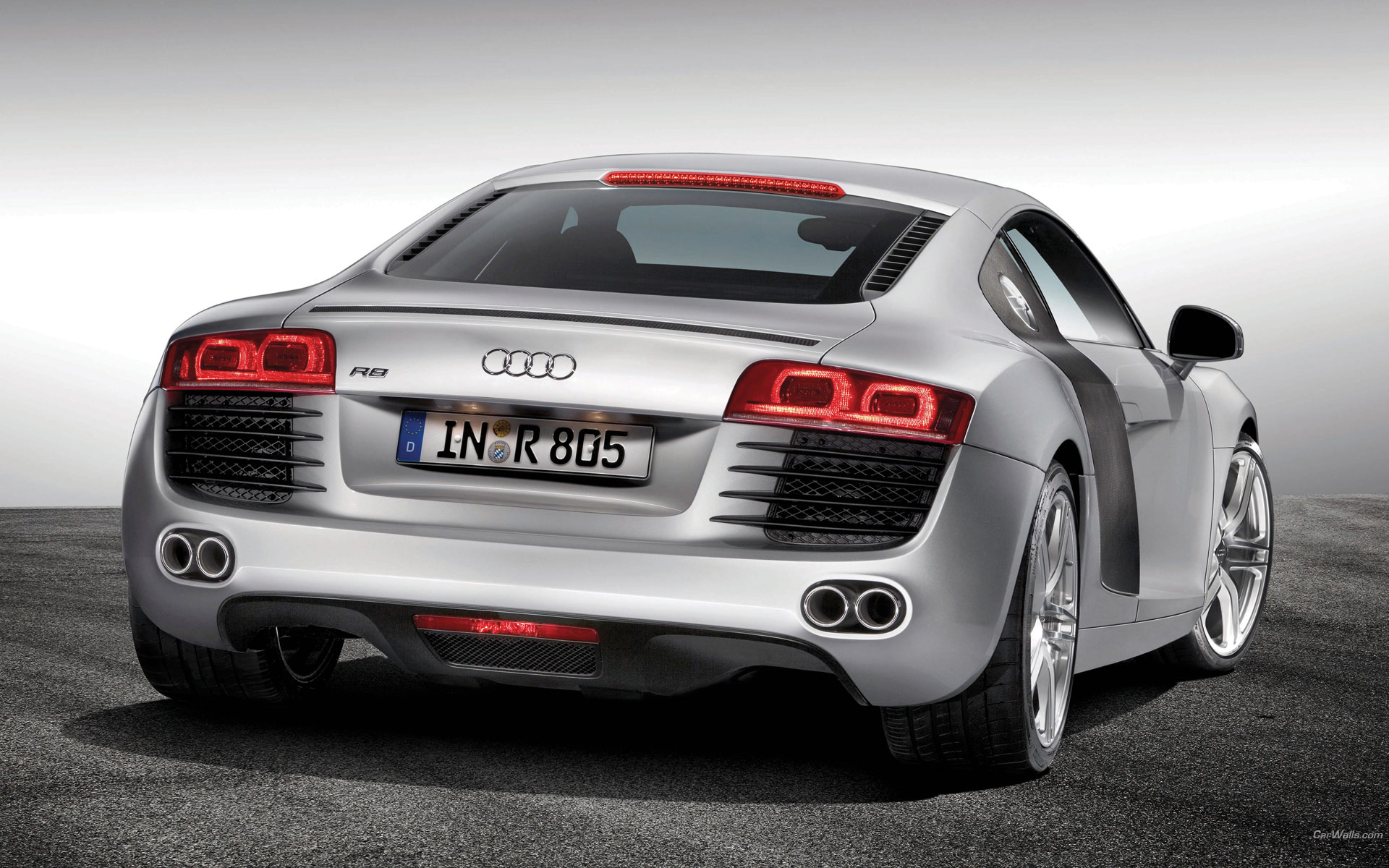 Download High quality R8 silver coupe back Audi wallpaper / 1920x1200