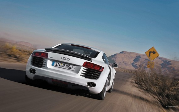 Free Send to Mobile Phone R8 white coupe back Audi wallpaper num.267