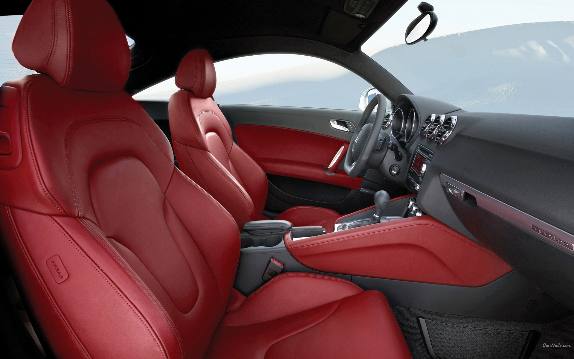 Download High quality TT red leather saloon Audi wallpaper / 1920x1200