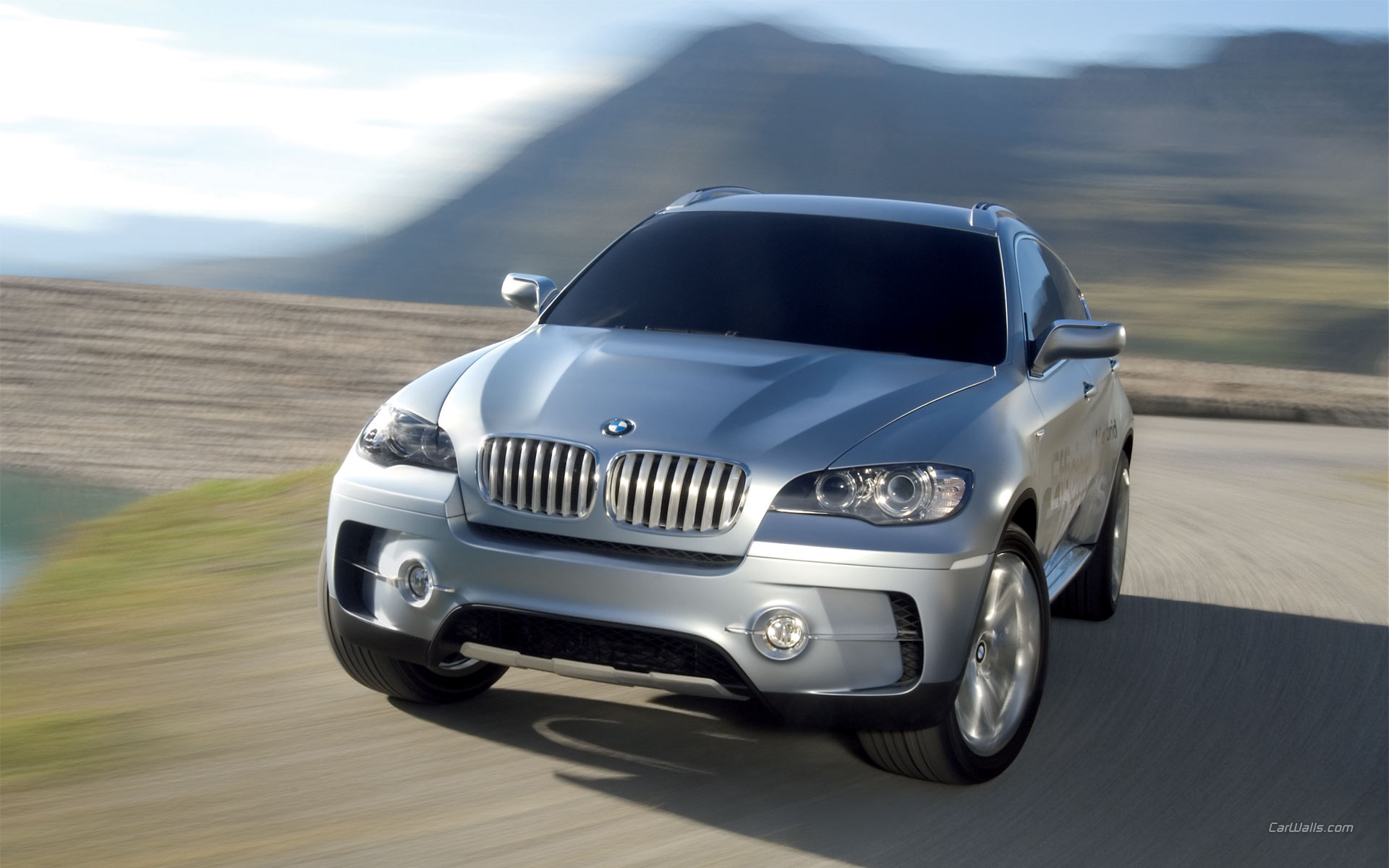 Download High quality X6 Concept ActiveHybrid silver front Bmw wallpaper / 1920x1200