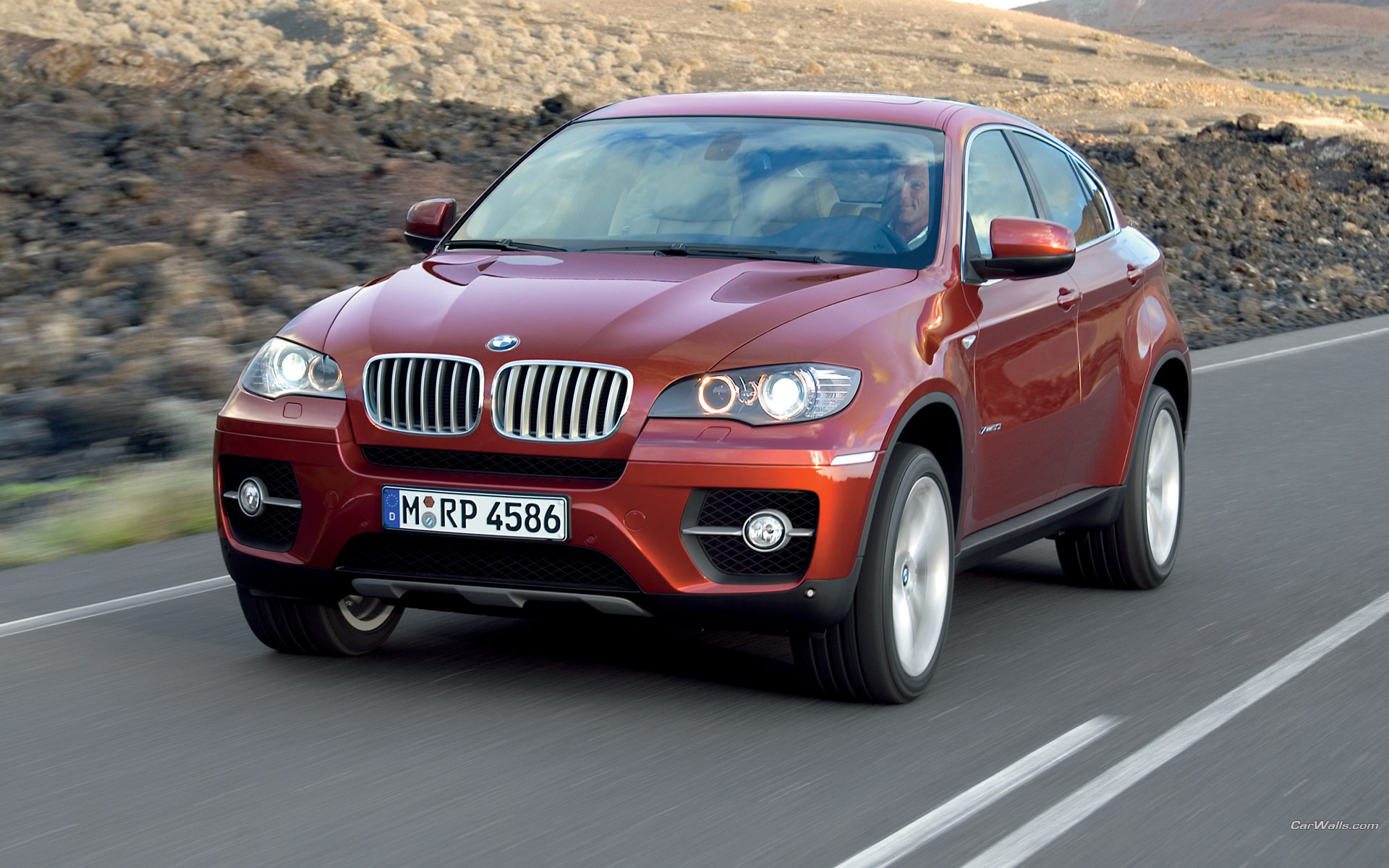 Download full size X6 red front road Bmw wallpaper / 1920x1200