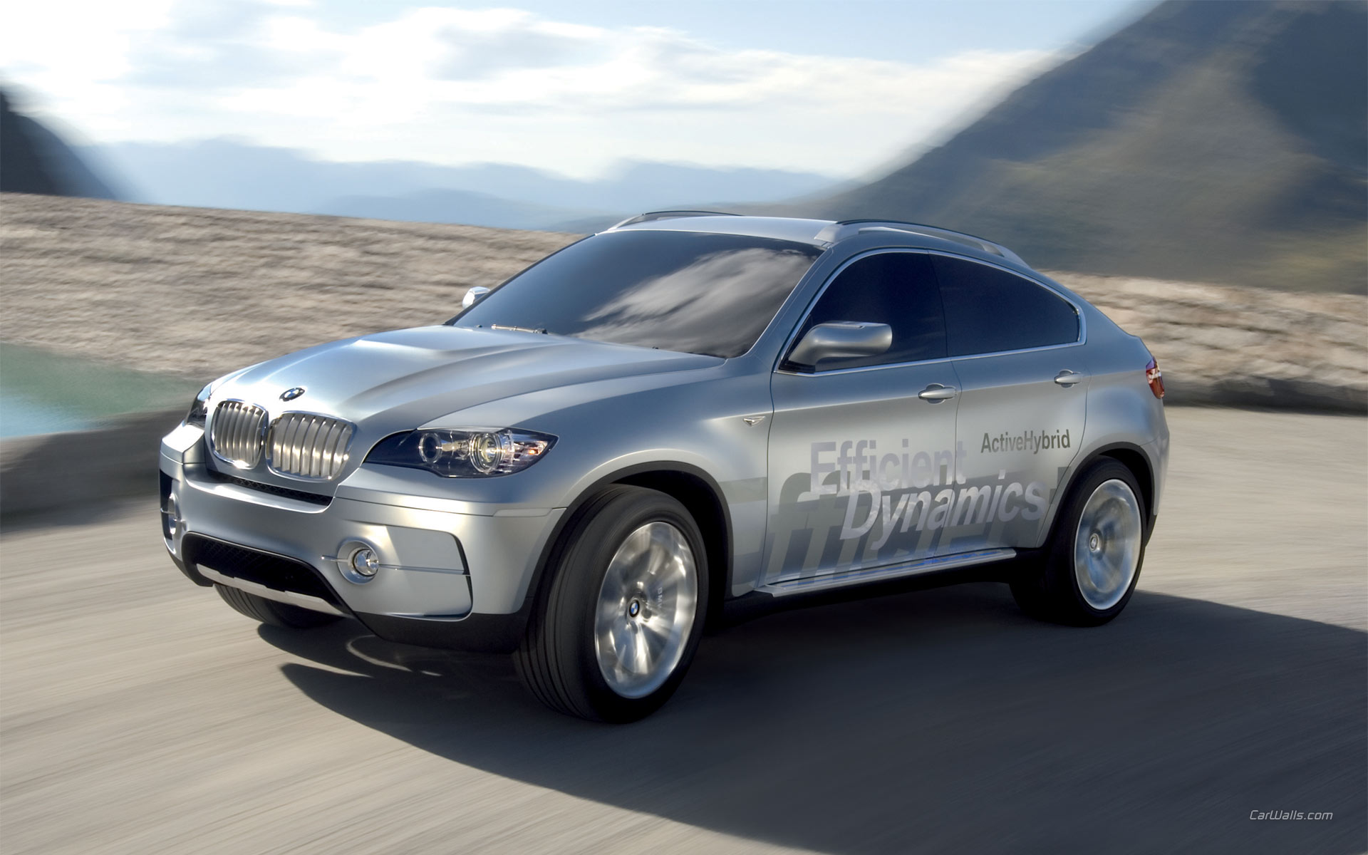 Download full size X6 Concept ActiveHybrid silver side Bmw wallpaper / 1920x1200