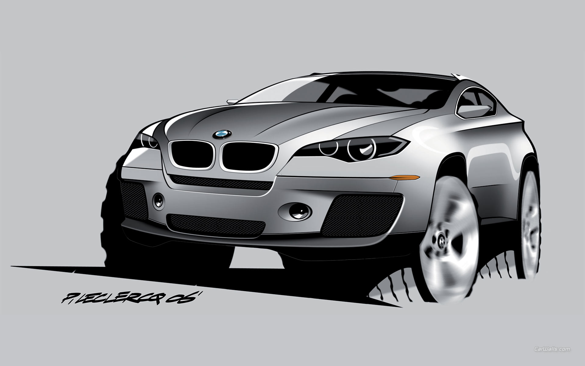 Download full size X6 Concept sketch design draft outline Bmw wallpaper / 1920x1200