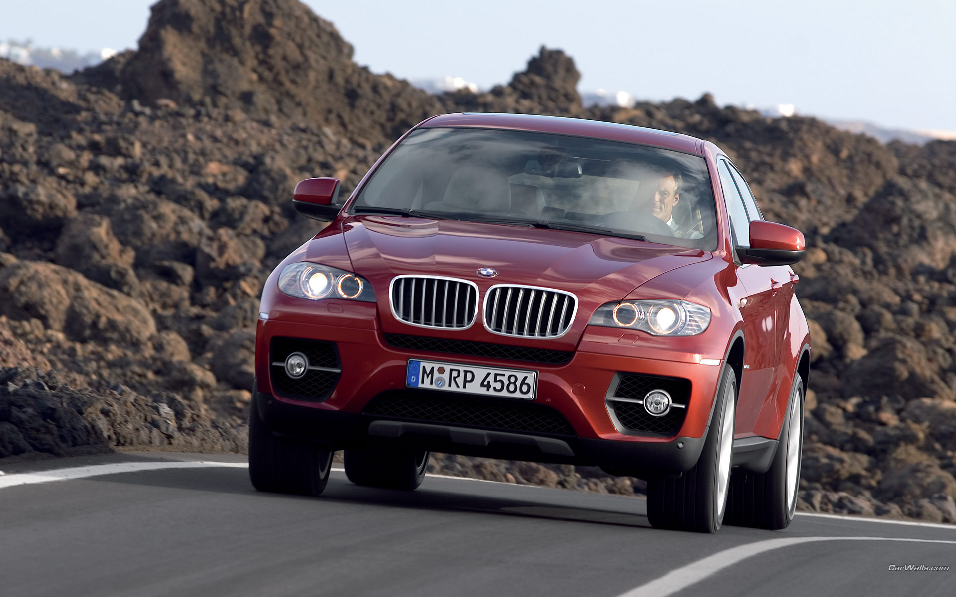 Download full size X6 red front road Bmw wallpaper / 1920x1200