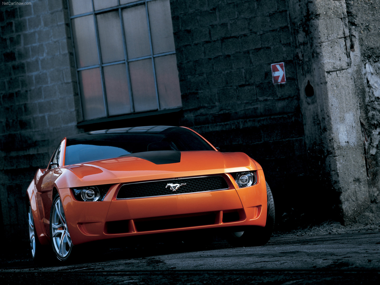 Download full size Orange Mustang front Ford wallpaper / 1600x1200