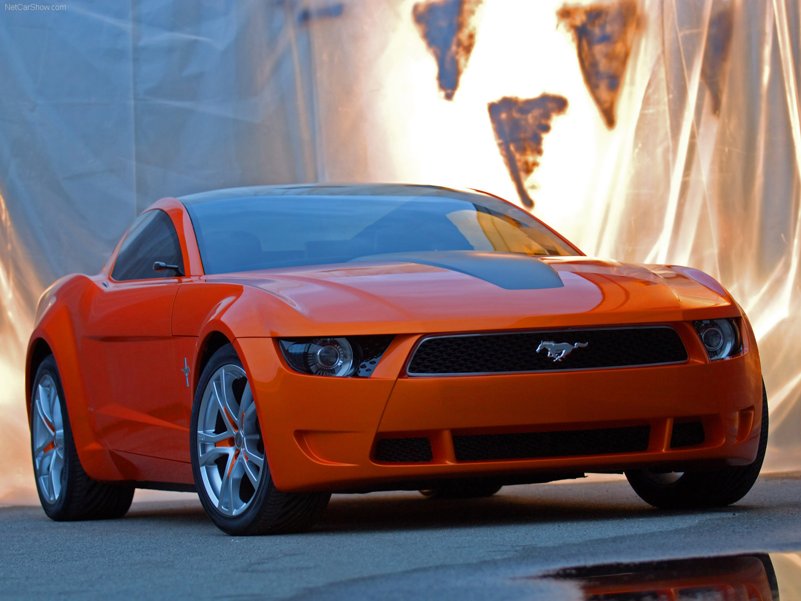 Download HQ Orange Mustang front Ford wallpaper / 1600x1200