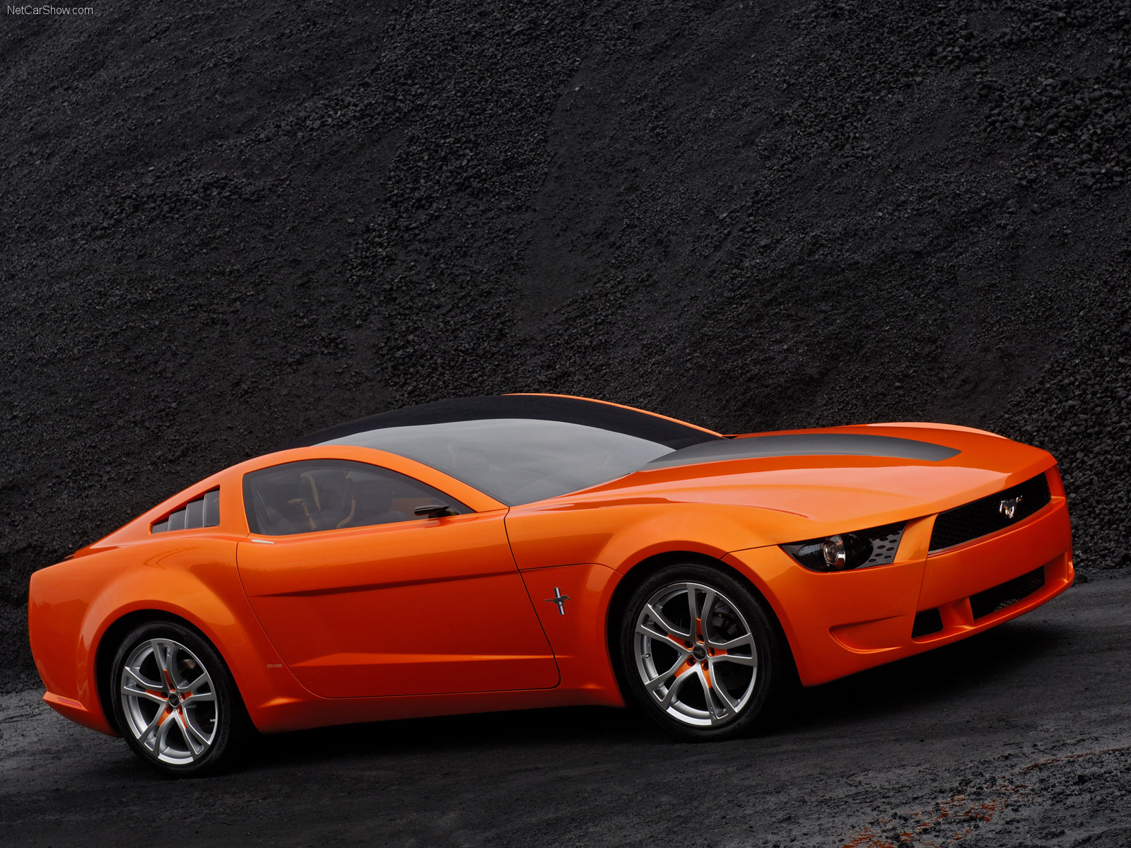 Download High quality Orange Mustang side Ford wallpaper / 1600x1200