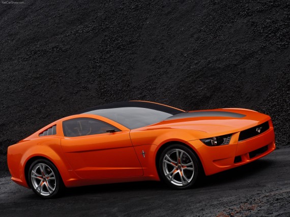 Free Send to Mobile Phone Orange Mustang side Ford wallpaper num.82