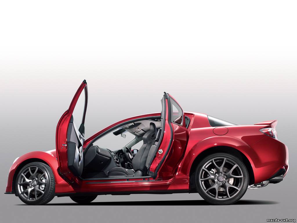 Full size red rx-8 side open doors Mazda wallpaper / 1024x768
