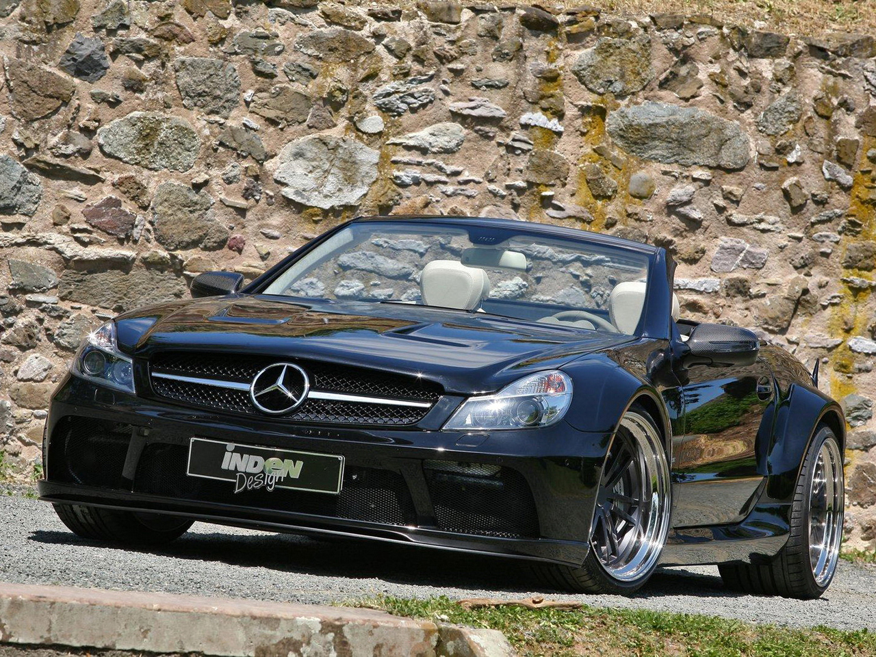 Download HQ SL 63 front black cabriolet Inden Design Mercedes wallpaper / 1280x960