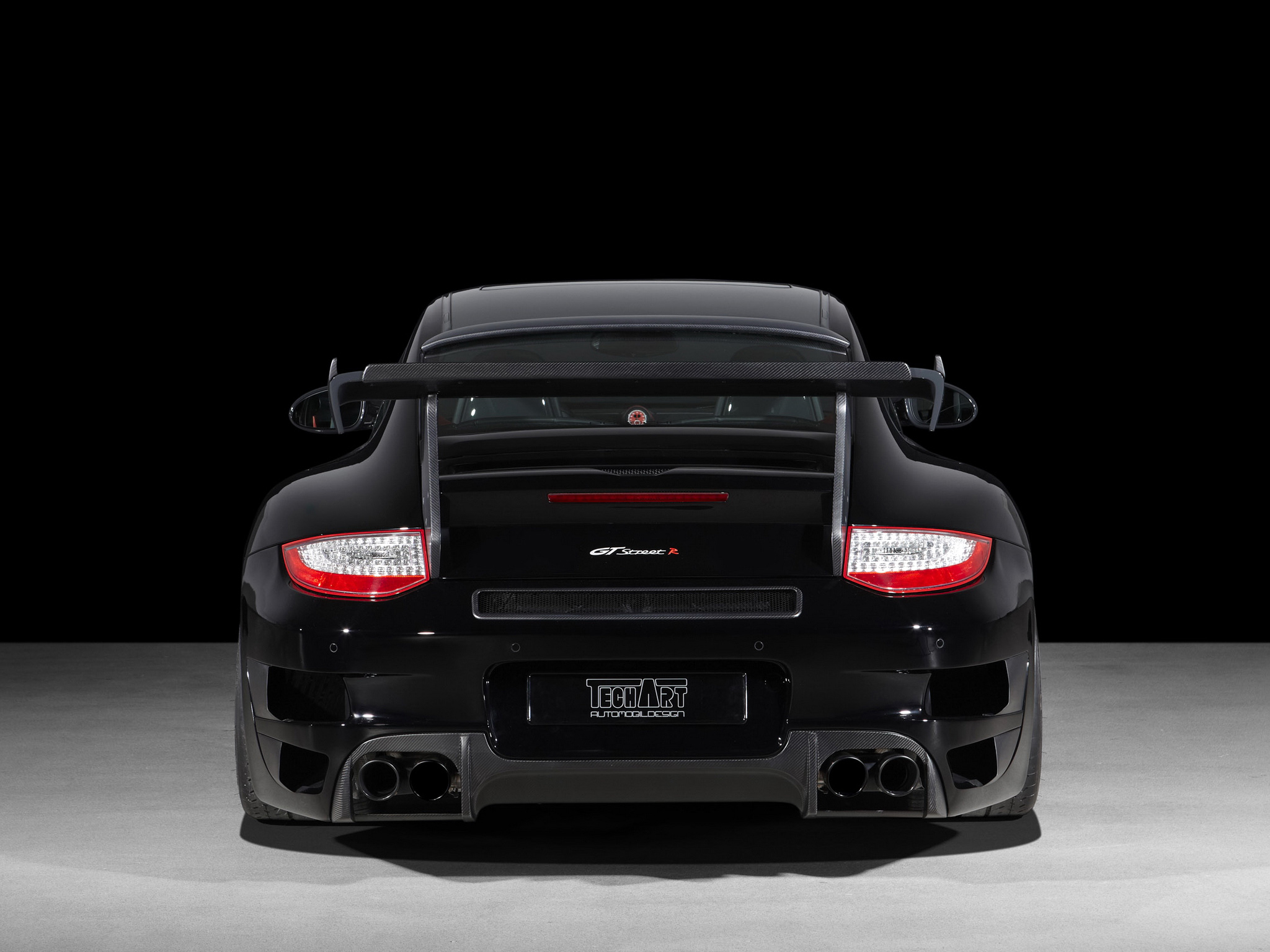 Download High quality GT street black coupe back Porshe wallpaper / 2048x1536