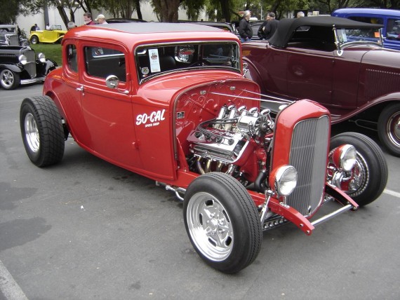 Free Send to Mobile Phone hot rod red Retro Cars wallpaper num.12