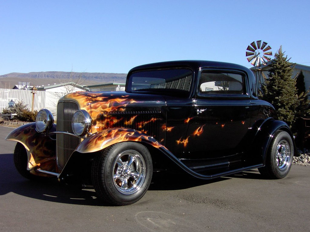 Download flame Retro Cars wallpaper / 1024x768