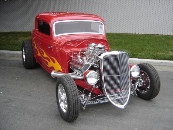 Free Send to Mobile Phone hot rod red Retro Cars wallpaper num.11