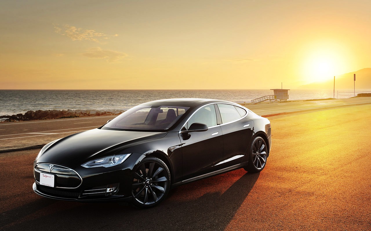 Download High quality Tesla Model S at sunset Tesla wallpaper / 1280x800
